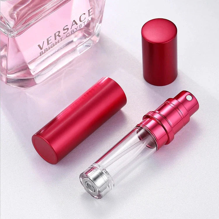 Portable perfume atomizer with compact, travel-friendly design and multiple color options