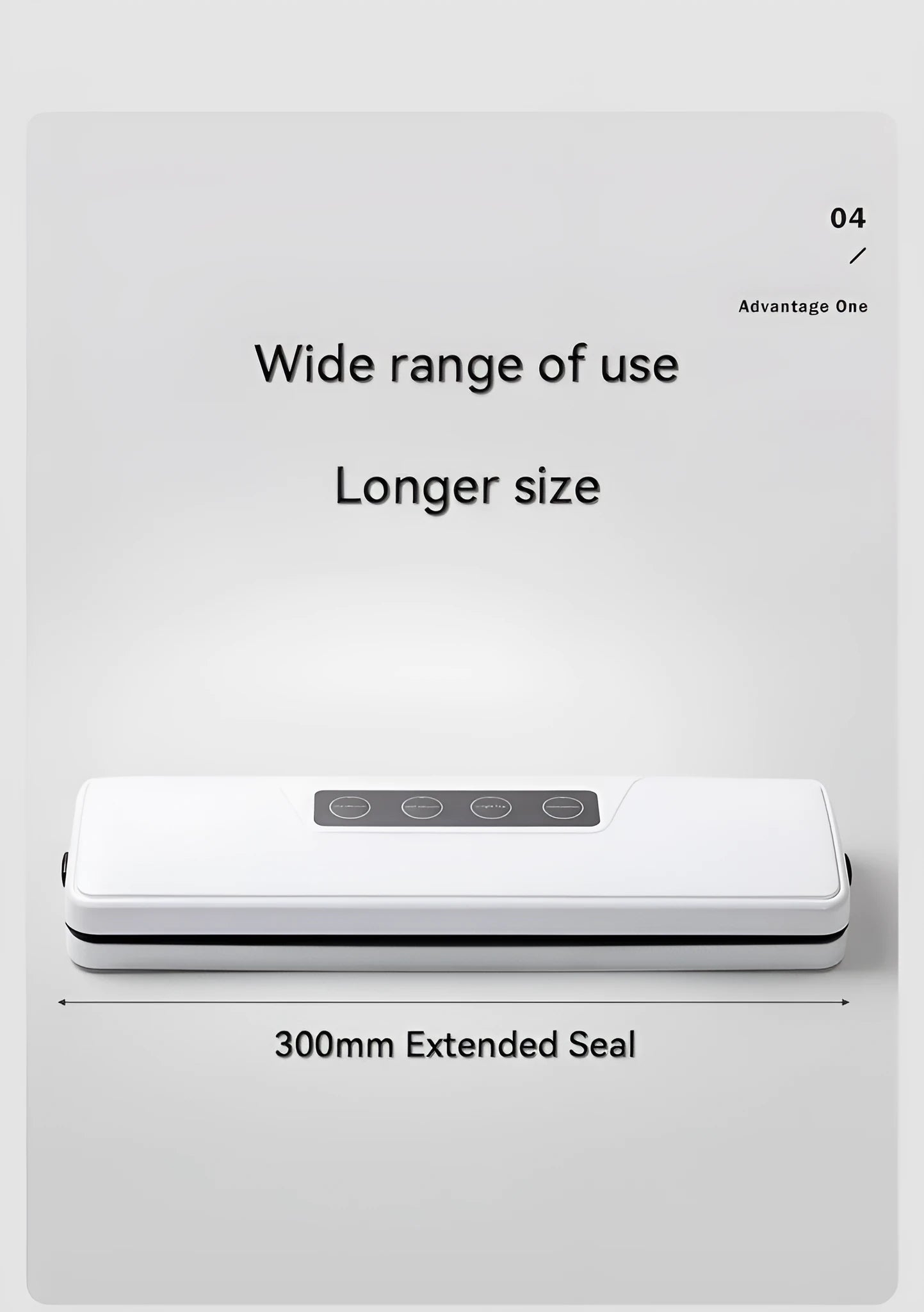 White automatic vacuum sealer on a kitchen counter, showing compact design with one-touch button for food preservation.