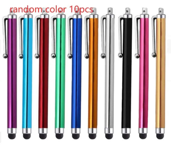 Universal Touch 9.0 capacitive pen in multiple colours next to a smartphone and tablet.