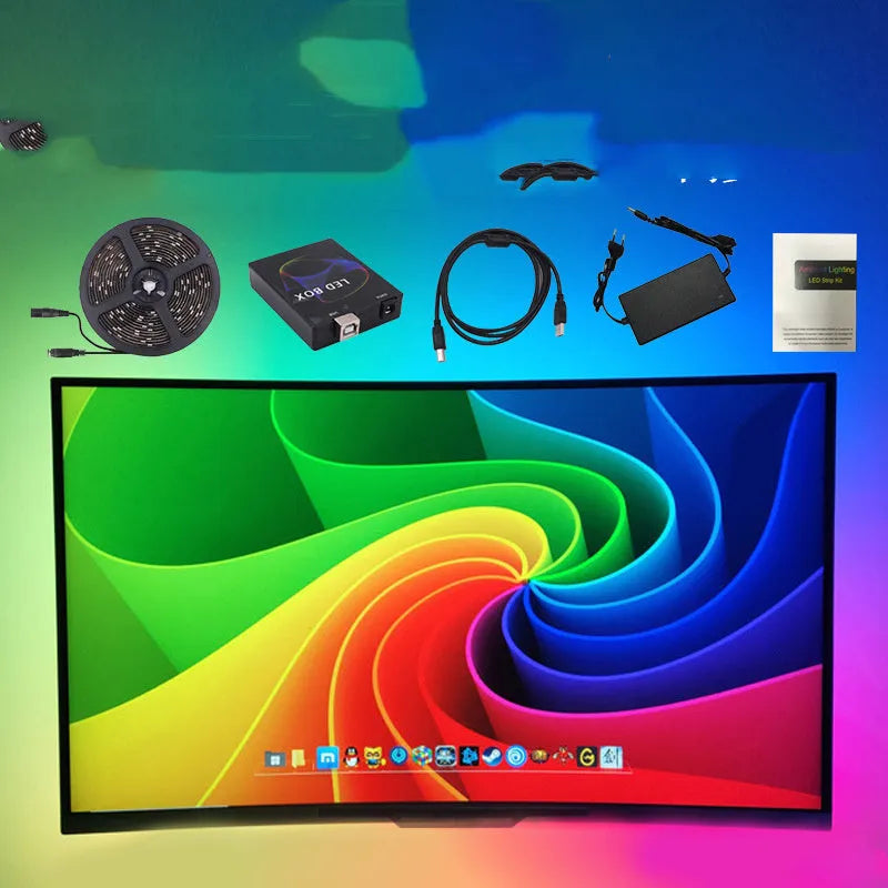 Monitor LCD colour sync LED light belt with 60 LEDs per metre for TV background lighting