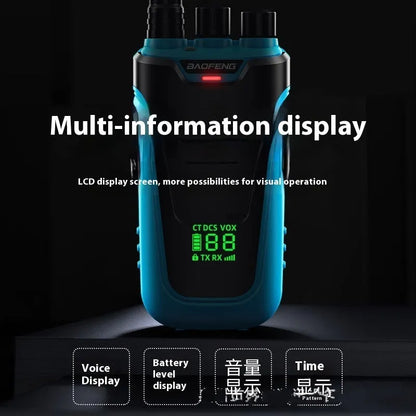Red and yellow high-power handheld intercom for hotel and restaurant staff communication.