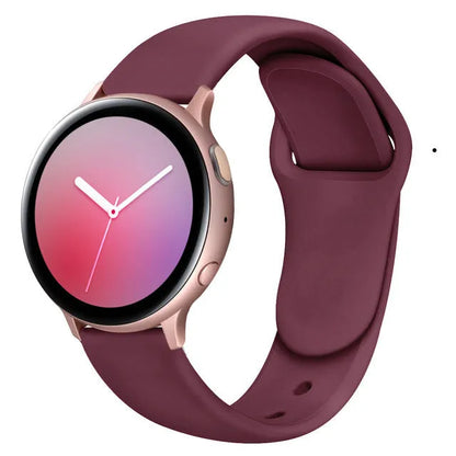 Samsung Galaxy Active 2 reverse buckle silicone strap showing 20mm and 22mm width options