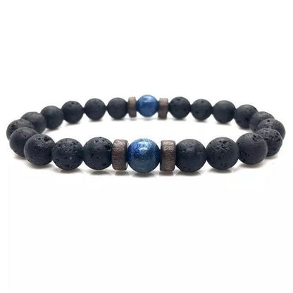 Asgard Crafted Lava Stone Bracelet - Black Alloy Ball Design