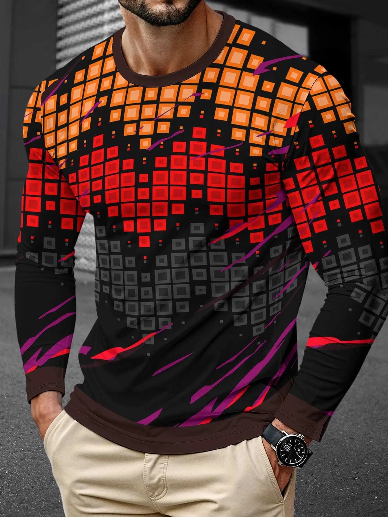 Men's long sleeve milk silk pullover in round neck style showing multiple colour options