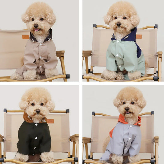 British style waterproof polyester dog jacket for small medium breeds in multiple colours