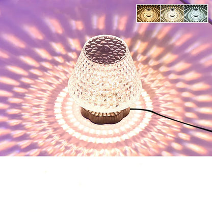 Crystal table lamp with touch sensor base and USB charging cable