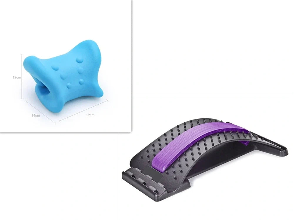 Magnetic cervical pillow with snail shape design showing six-point traction system and 13cm support height