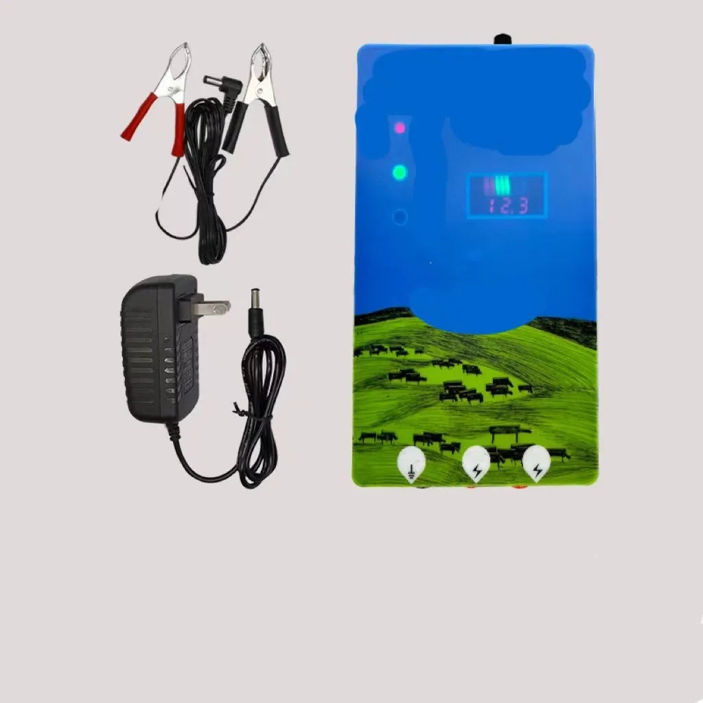 Pasture electronic host high-voltage pulse breeding grid fence set with alarm, ear clips, and solar panel option for livestock security