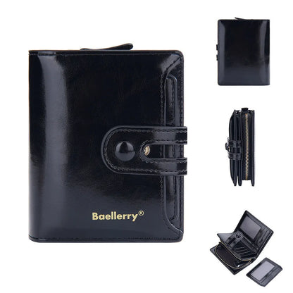 Women's PU leather card holder wallet in multiple colours showing compact design with card slots