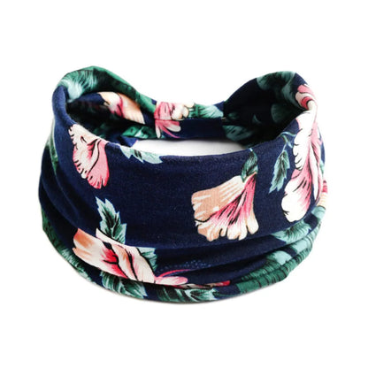 Bohemian cloth yoga sports headband with floral and polka dot patterns, available in multiple colours.