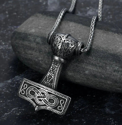 Stainless steel Norse rune necklaces with various Viking symbols and designs