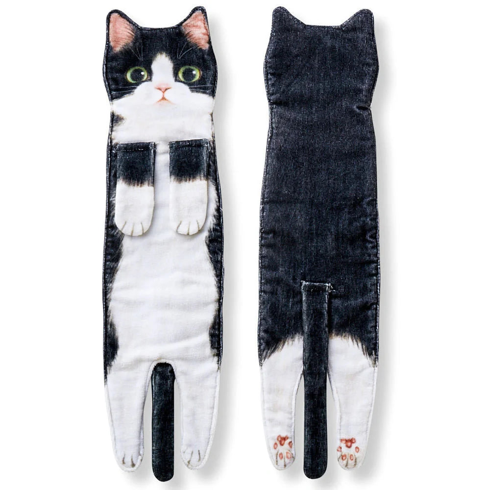 Playful cat-shaped hand towels for bathroom and kitchen use