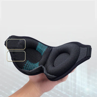 3D No Nose Wing Eye Mask in black with memory foam interior for comfortable sleep
