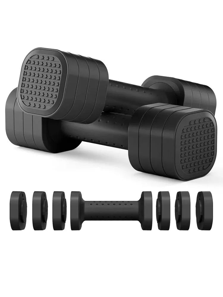Detachable dumbbell set with adjustable weight options in various colours for women's fitness training