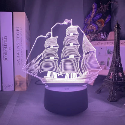 Custom 3D airplane hologram night light with optical acrylic panel and ABS base showing colour-changing illumination