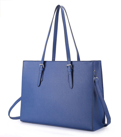 Black women's business computer bag with three shoulder straps showing internal organisation compartments