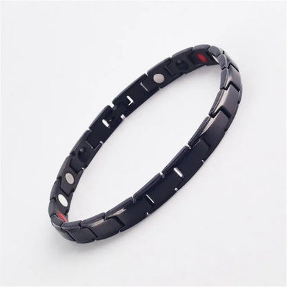 Metal rhombus therapy bracelet in black, bronze, gold, or silver, available as single or multi-pack for arthritis and slimming support.