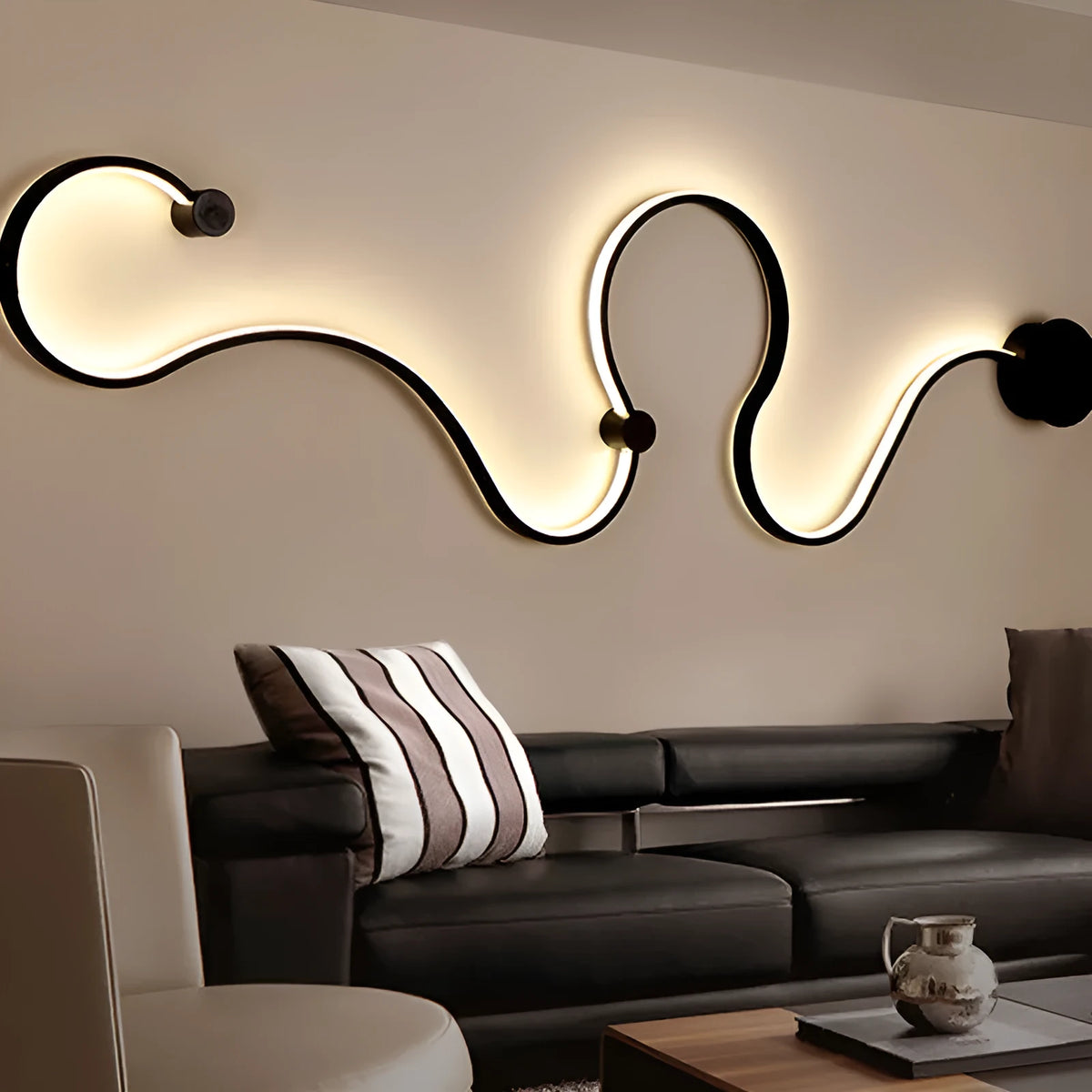 Modern black and white LED wall lamp with aluminium shade in four different sizes for bedside or corridor lighting
