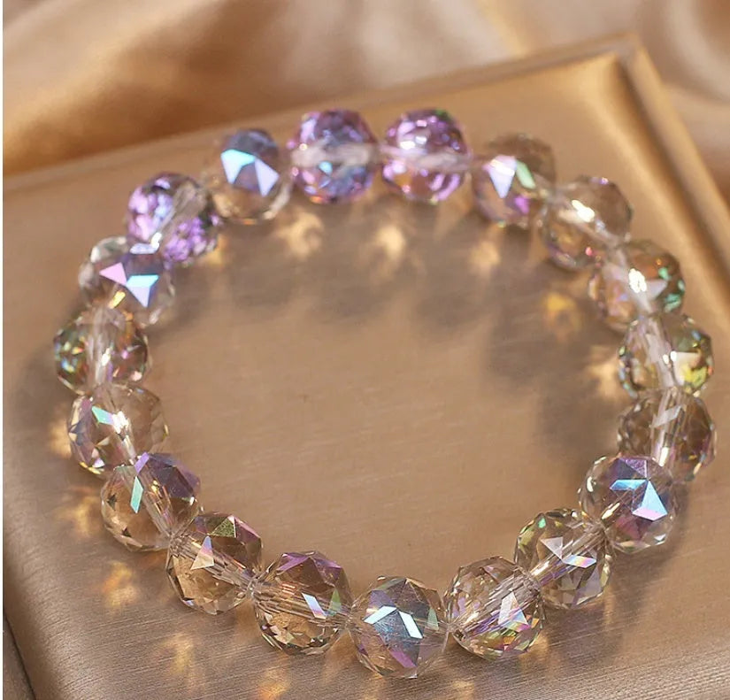 Colourful gray artificial crystal bracelet for women, original design travel gift, one bracelet