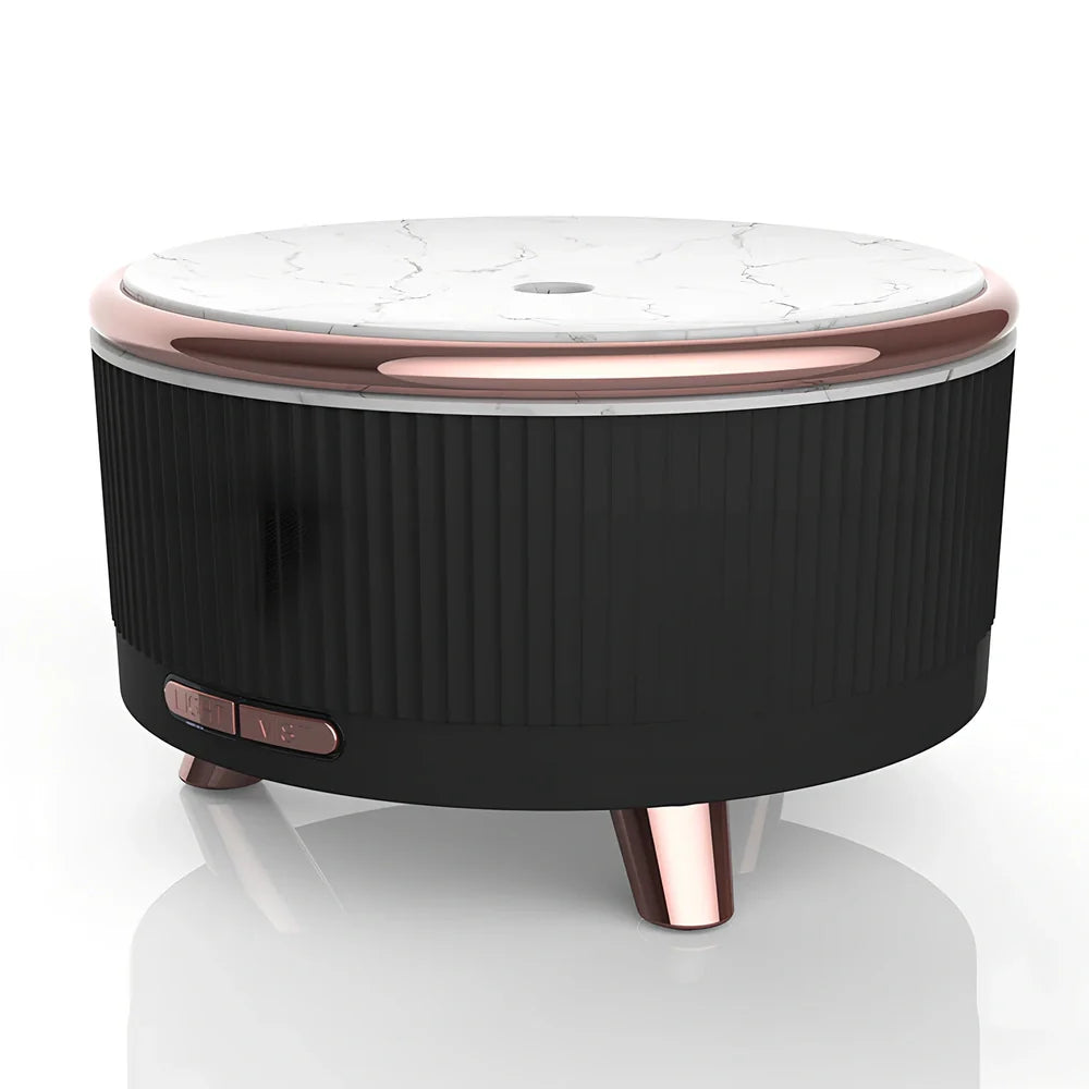 Cylindrical black USB bedroom humidifier with 500ml tank and timer for 10-20 sqm coverage