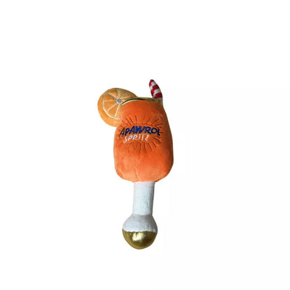 Yellow wine glass-shaped squeaky dog toy for oral health and play