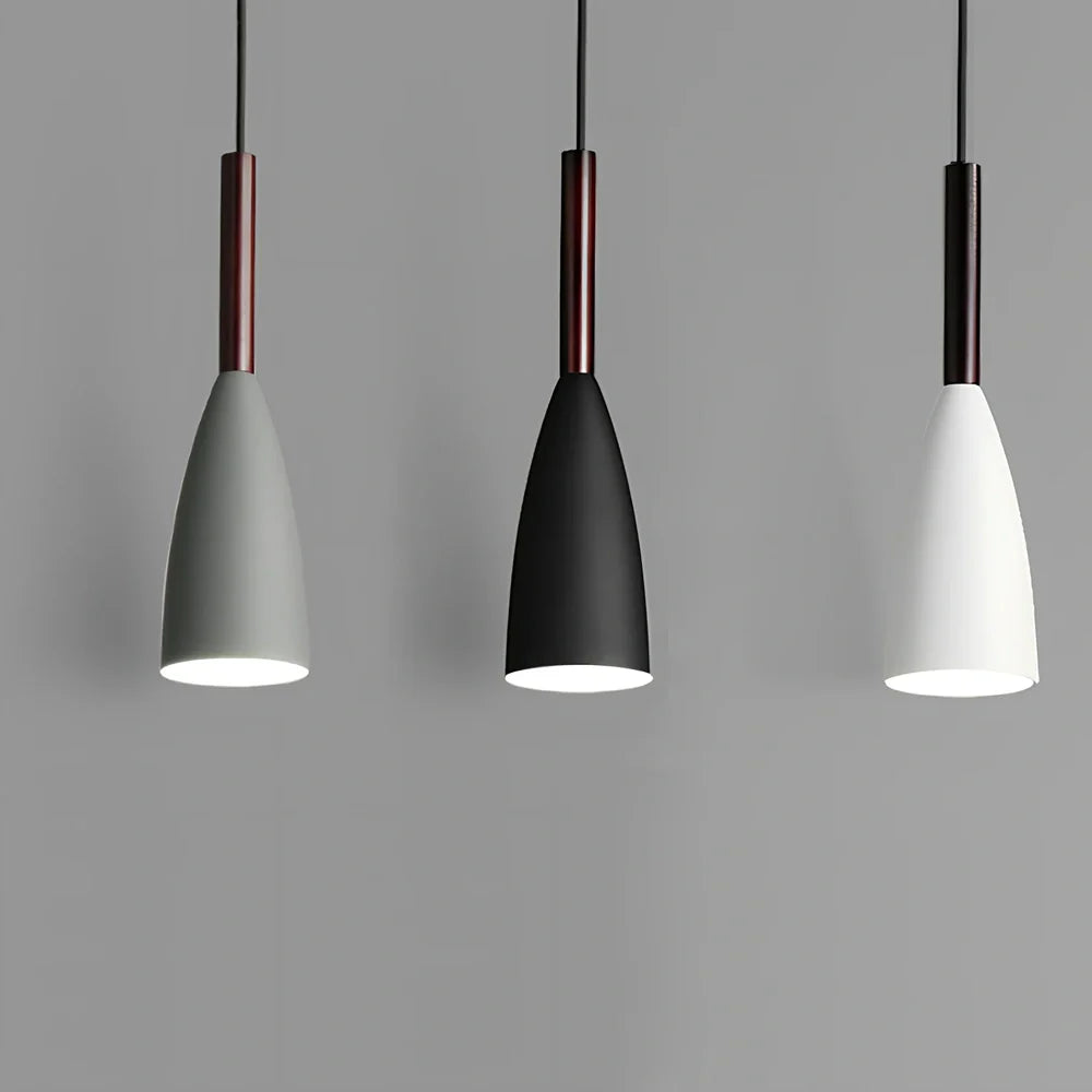 Nordic pendant light with adjustable suspension in black, grey, green, or white with aluminium construction