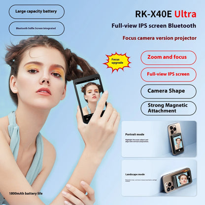 4-inch wireless selfie multi-monitoring device with magnetic mount, plastic body, black and white options.