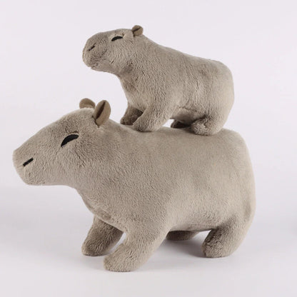 Capybara plush toy with super soft short plush fabric in blue, grey, pink, and brown colour options