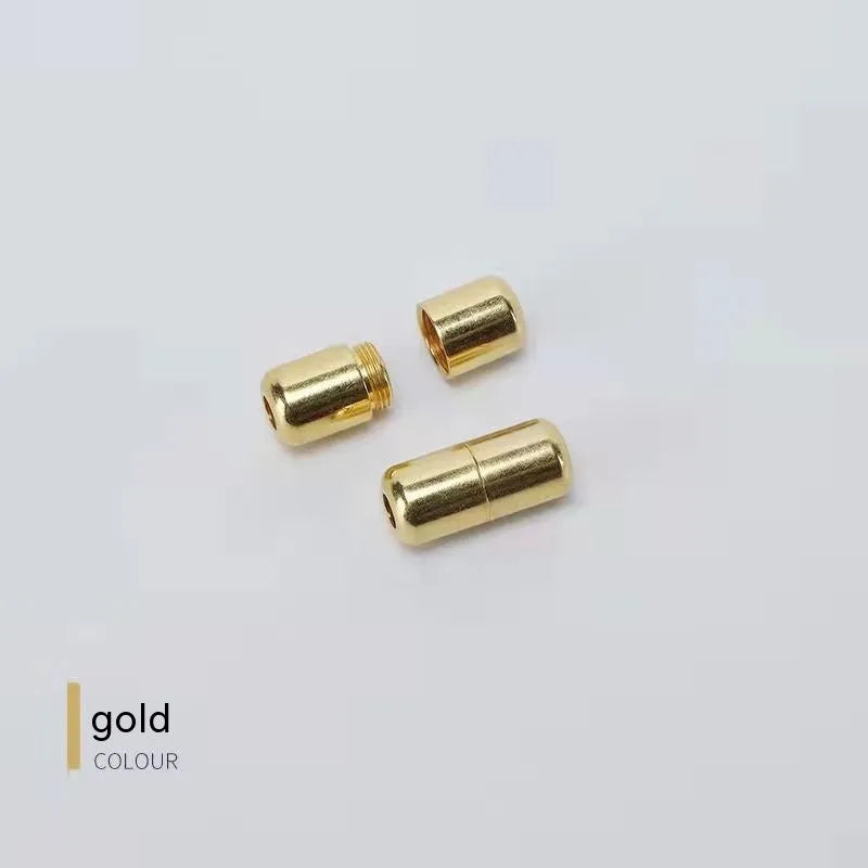 6mm metal capsule shoelace buckle pair in 15 colours including black, white, pink, red, gold, and copper finishes