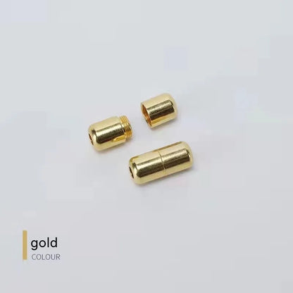 6mm metal capsule shoelace buckle pair in 15 colours including black, white, pink, red, gold, and copper finishes