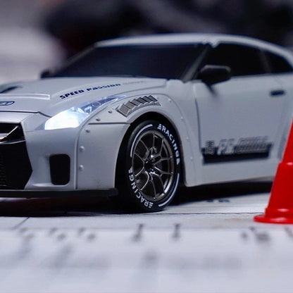 Proportional remote control drift car in Y914 cloudy blue colour with USB charging port visible