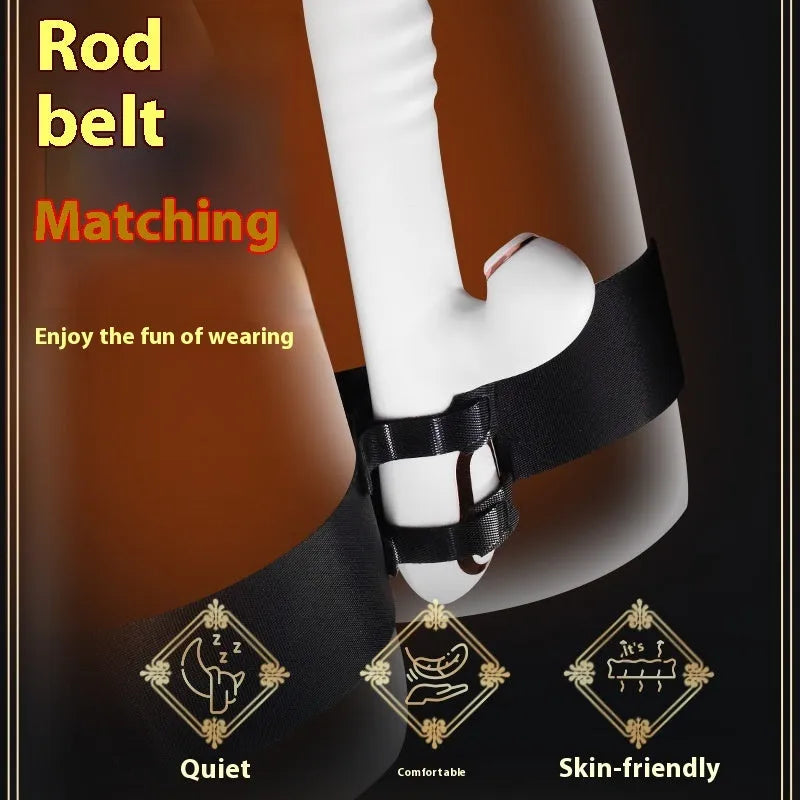 Black knitted appliance strap for toy tools, showing adjustable design and knitted belt construction