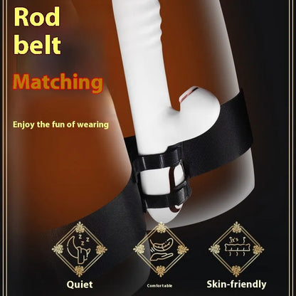 Black knitted appliance strap for toy tools, showing adjustable design and knitted belt construction