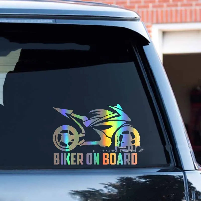 Motorcycle reflective stickers in PET material showing size options and colour variations
