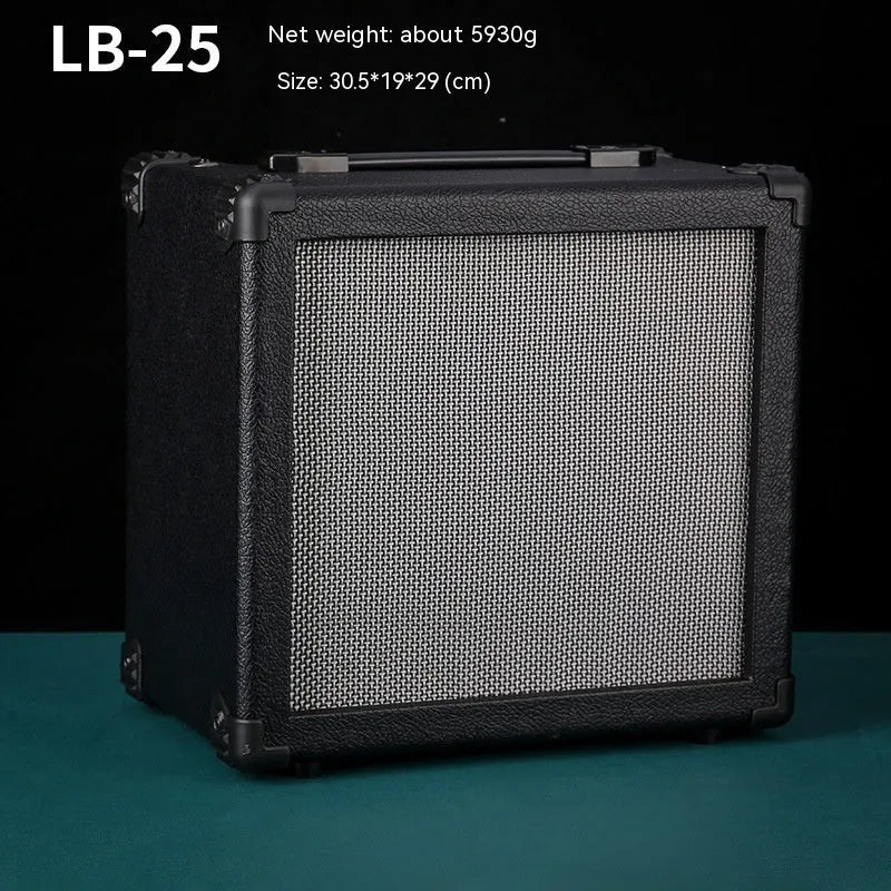 Small easy to carry guitar audio speaker, metal plastic, 25x8x26cm, model GA-10, portable musical instrument speaker