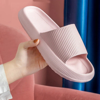 Unisex EVA slippers in various colors, including white, yellow, green, blue, black, khaki, grey, pink, and orange