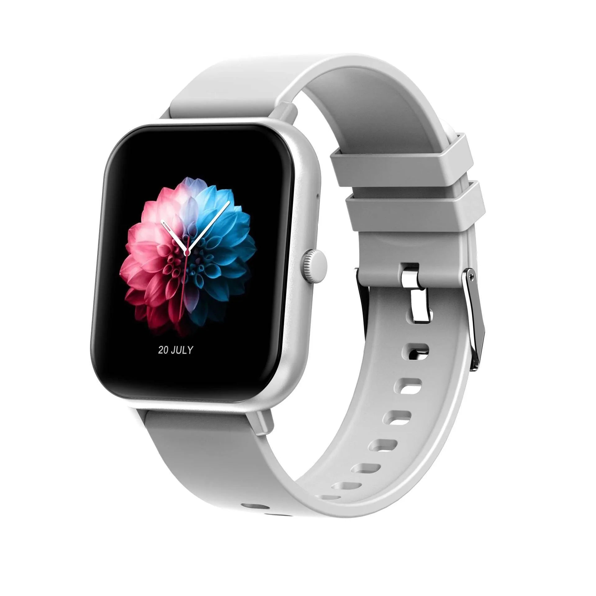 One-Click Link smart watch in black, silver grey, pink, or khaki with TFT touchscreen and wrist strap