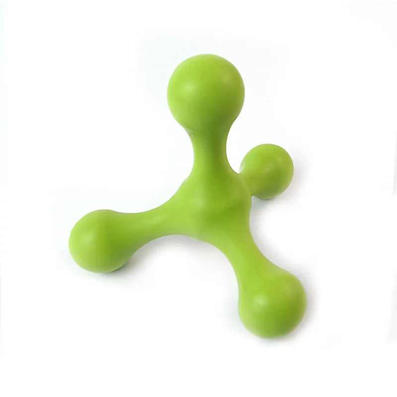 Blue silicone puppy chew toy with three-leg design measuring 9.5cm for teething relief