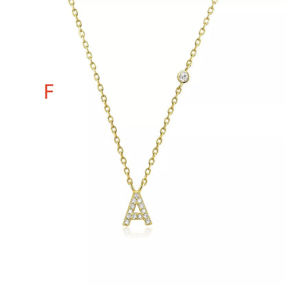 Custom Initial Necklace with sparkling CZ pendant, available in gold or silver finish