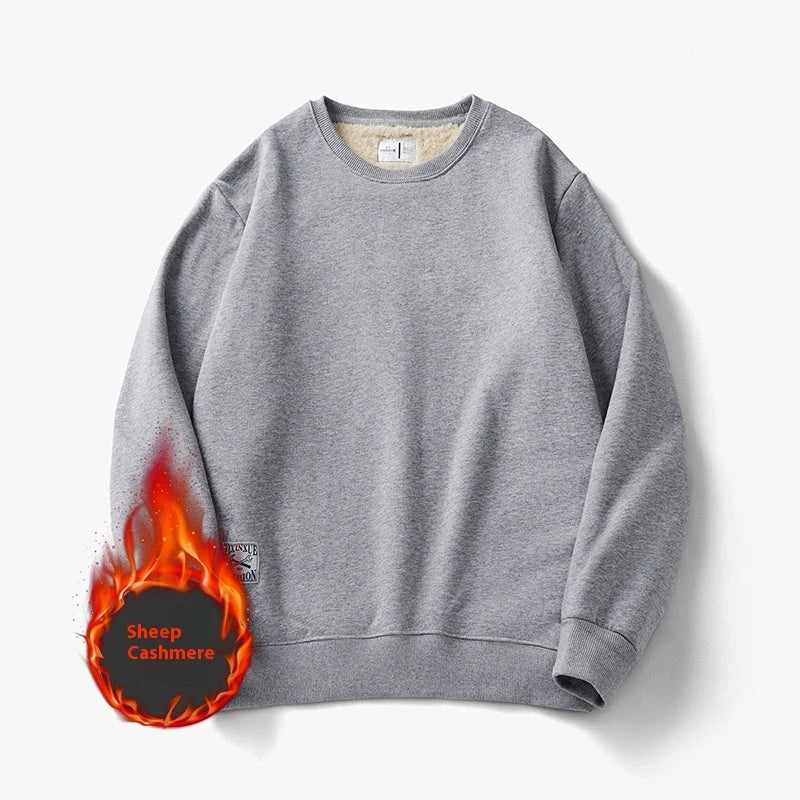 Cozy fleece pullover in a variety of classic colors, featuring a warm and soft fabric blend, stylish round neck design, and comfortable long sleeves.