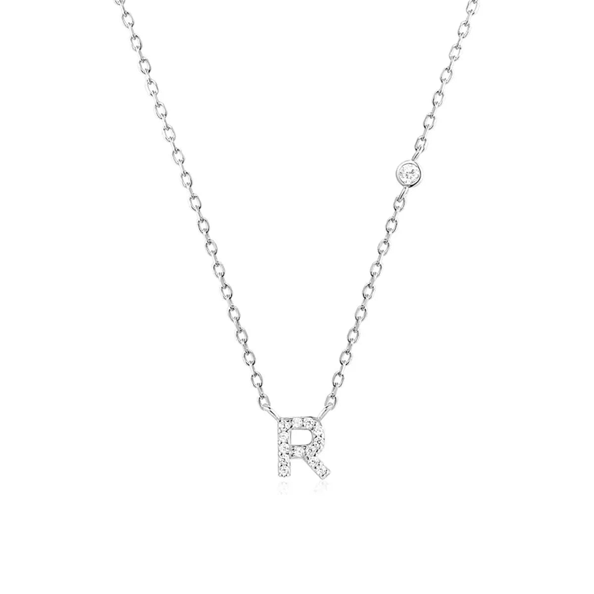 Custom Initial Necklace with sparkling CZ pendant, available in gold or silver finish