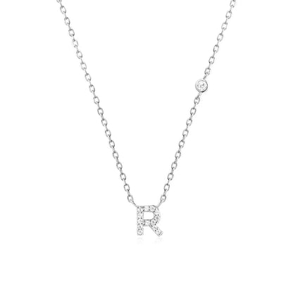 Custom Initial Necklace with sparkling CZ pendant, available in gold or silver finish