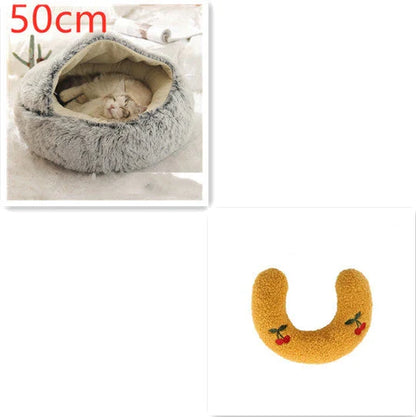 Cozy pet bed with plush and warm fabric for cats and dogs