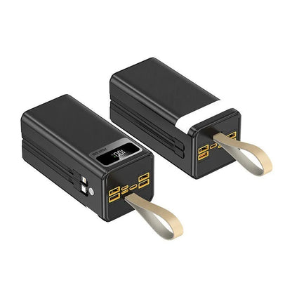 Large capacity portable power bank in Samurai Black or Knight White with fast charging double line, 168x70x54mm