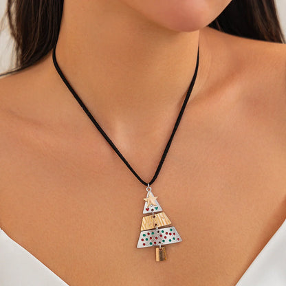 Festive Christmas Tree Necklace and Earrings Set for holiday celebrations