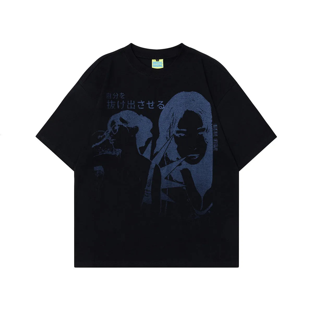 Men's grey character print cotton t-shirt with short sleeves and loose fit