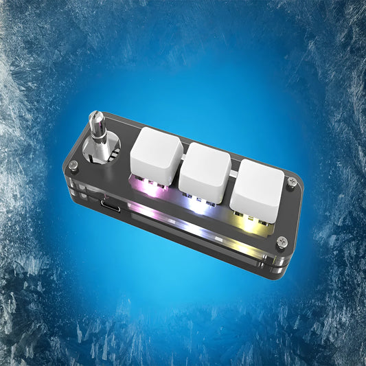 Custom mini keyboard with RGB backlight for copy paste functions, black ABS plastic construction