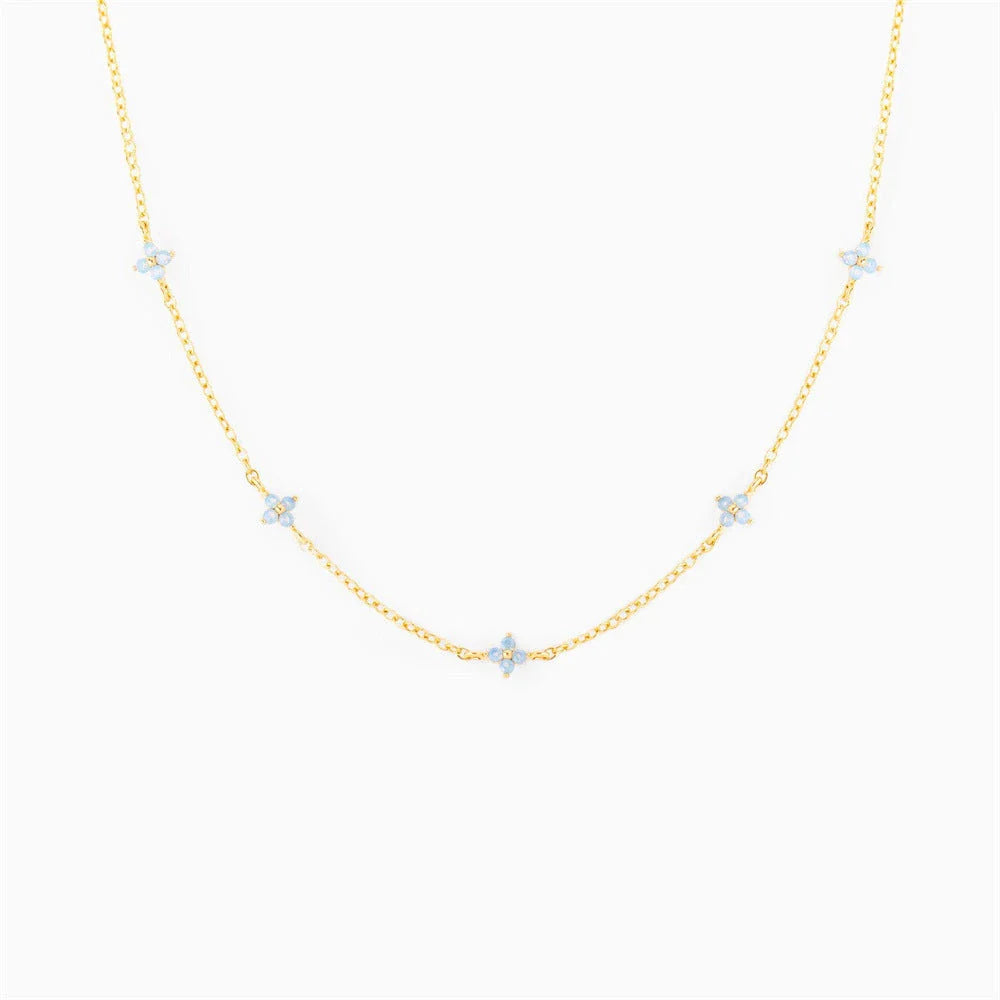 Stylish and versatile blue flower necklace with adjustable chain and vibrant floral accents, perfect for vacations, beaches, and everyday wear.