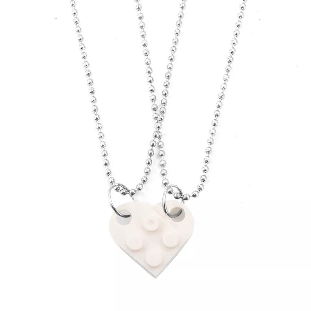 Valentine's Day heart stitching acrylic couple necklace with adjustable chain