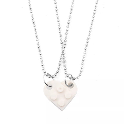 Valentine's Day heart stitching acrylic couple necklace with adjustable chain